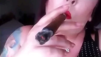 BBW Smoking Slut Uses A Holder To Smoke Cigar