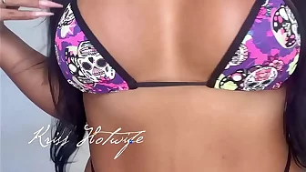 Kriss Hotwife wears Micro bikini