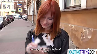 Redhead euro amateur fingered at casting
