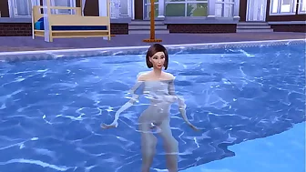 Steps. Fucks Korean StepMom After Swimming In The Pool Fucking