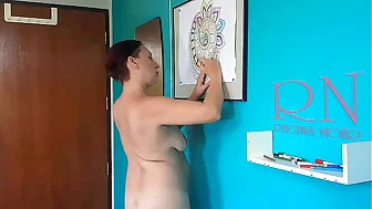 Indian nudist painting Indian pattern - Mandala. Relax music. Naked art workshop. Scene 6