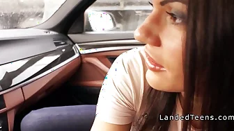 Hot teen anal banged in the car